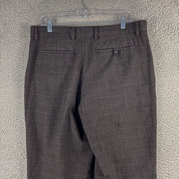 Banana Republic Dress Pants Men 34 Gray Windowpane Wool Slacks Office Work 34x31 - Picture 7 of 16